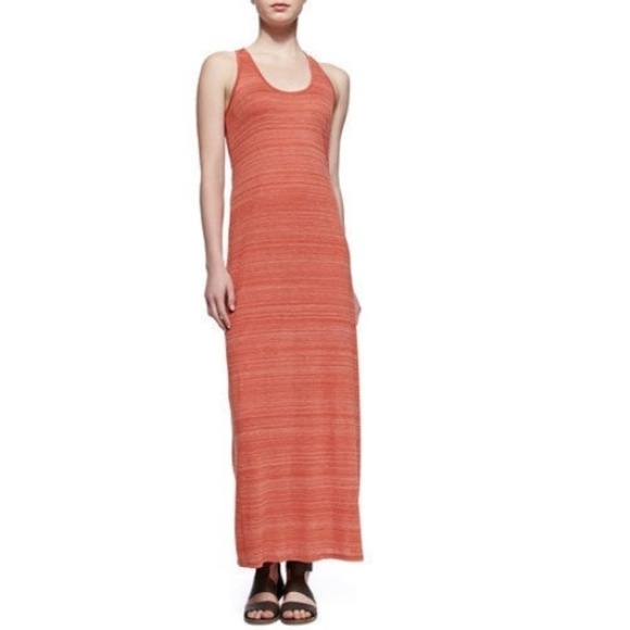 Vince Sleeveless Striped Racerback Maxi Dress, Heather Chili - Picture 1 of 2